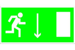 Е 09 Указатель двери эвакуационного выхода (правосторонний) (фотолюминесцентный знак)