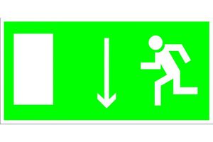 Е 10 Указатель двери эвакуационного выхода (левосторонний) (фотолюминесцентный знак)