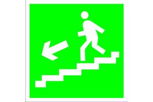 Е 14 Направление к эвакуационному выходу по лестнице вниз (фотолюминесцентный знак)